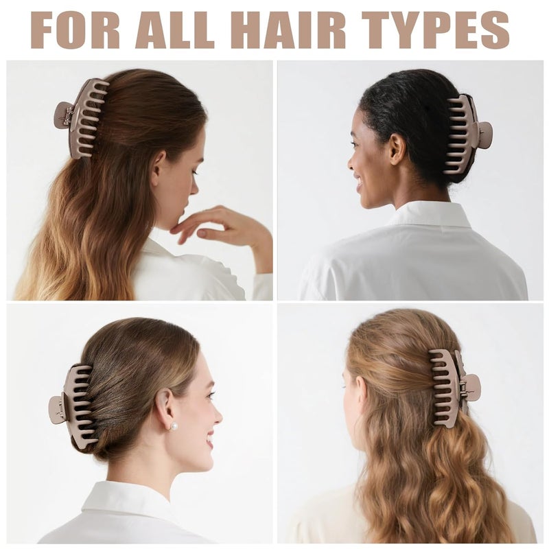 TOCESS Hair Claw Clips for Women - 8PK Large Neutral Matte Jumbo Hair Clips for Thick, Thin, Long, Short, Curly Hair Girls, Big Jaw Clip Set for Daily Use(Camel Khaki) - Image 5